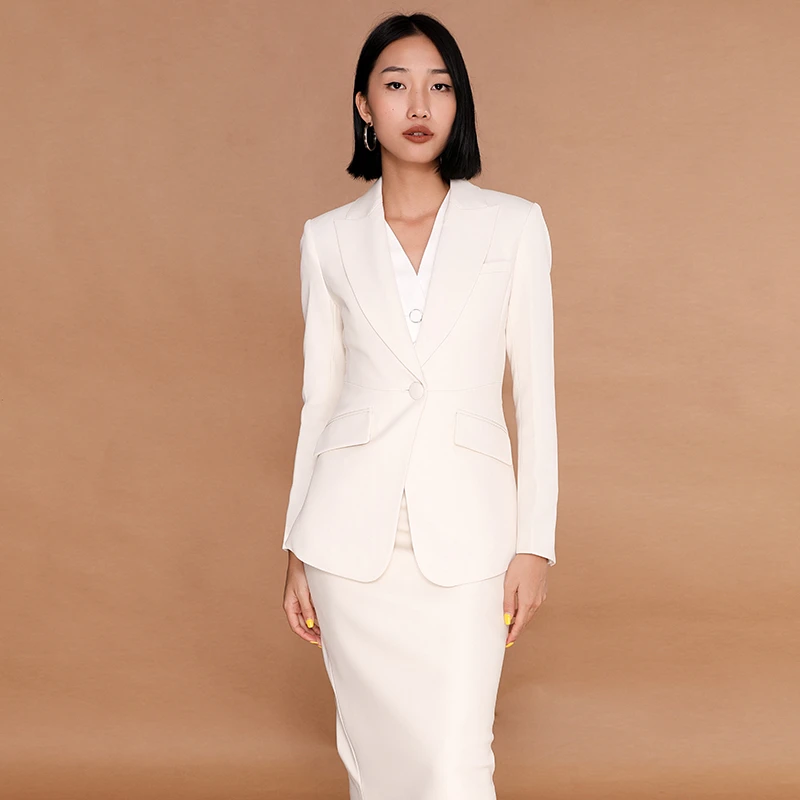 BRANDBYMEI甄选初剪羊毛精纺毛料通勤象牙白西装外套渐变丁达尔风