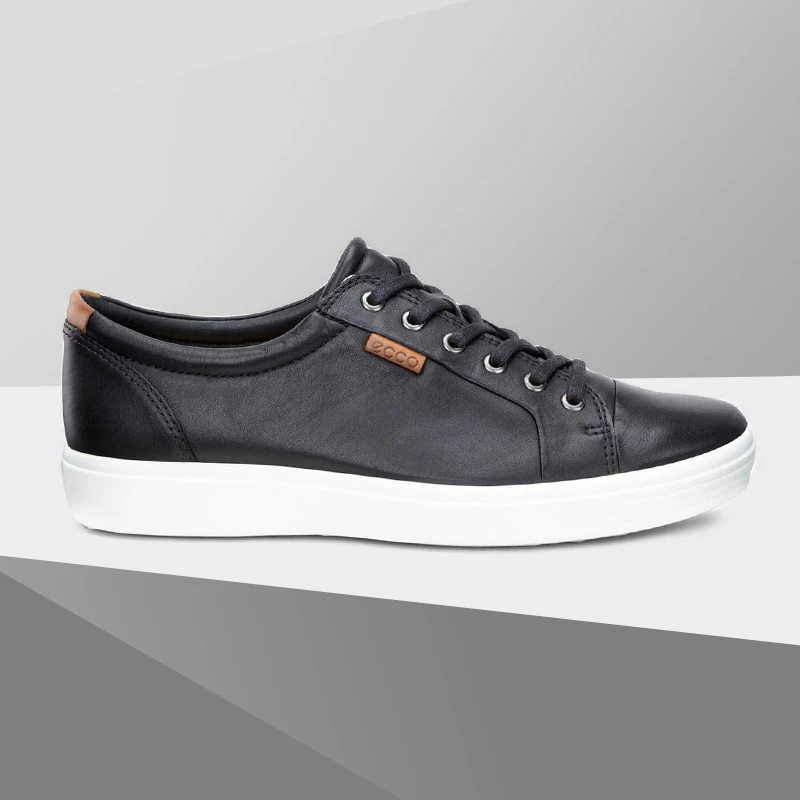 【 柔酷7号】ECCO爱步真皮休闲鞋男士四季款防滑鞋子休闲板鞋430004