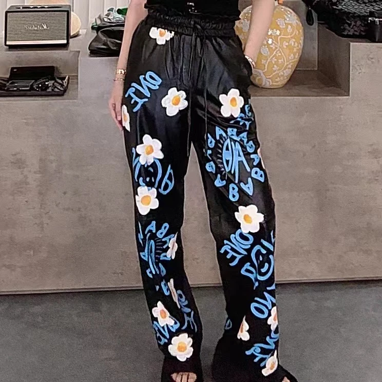 【YIRUIXUE】休闲网红时尚韩版印花工装裤-R23517