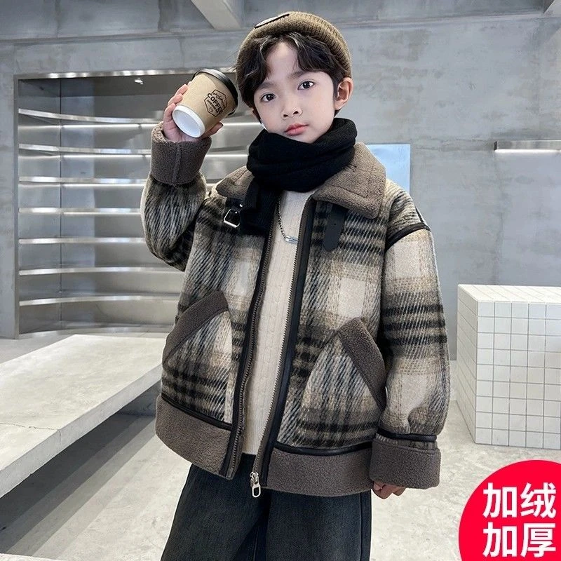 童装男童冬装外套2025新款冬季加绒加厚中大儿童男孩秋冬款棉服潮