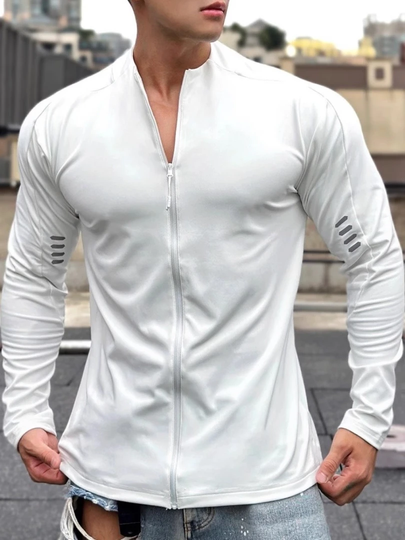 运动外套男秋季款立领长袖休闲紧身速干衣跑歩骑行训练夹克运动服