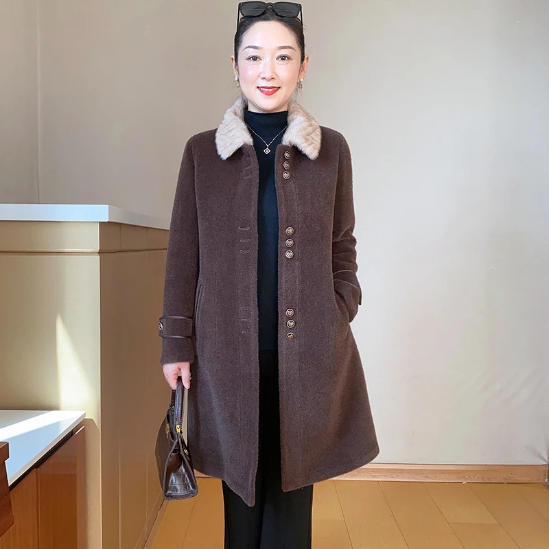 SL妈妈冬装新款气质外套中年女洋气保暖加厚上衣中老年人冬52123