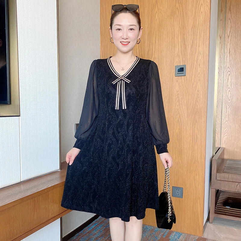 SL气质妈妈新款秋季新款连衣裙中年女洋气减龄中长款长裙子22B20