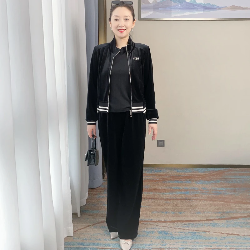 SL洋气妈妈装套装外套休闲长袖秋新款中老年气质两件显瘦上衣038