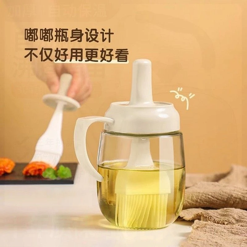 油刷油瓶一体玻璃家用耐高温食品级硅胶烧烤刷子专用烙饼用的工具