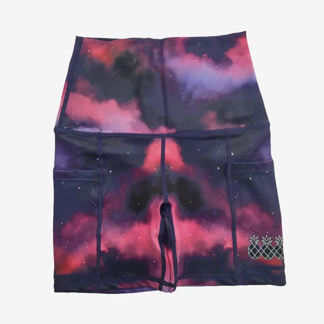 菠萝款 极光星空骑行运动短裤