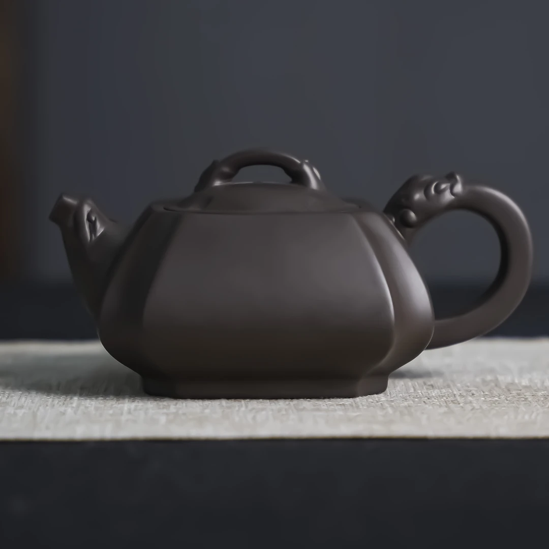 原矿紫砂壶 老紫泥四方龙壶 家用办公泡茶实用茶具 容量260CC