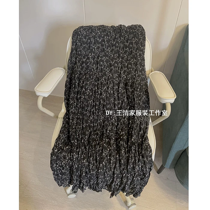 《花间集》REKAYYAT春秋气质百搭时尚高级感法式碎花褶皱裙