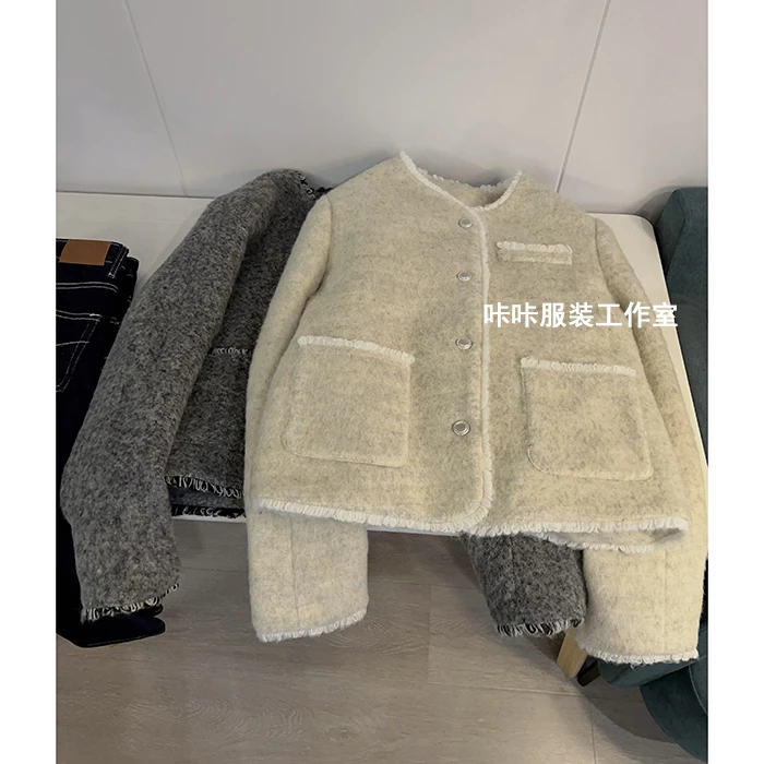 REKAYYAT“千金”羊毛冬季新款百搭甜美温柔花边小香风羽绒服外套