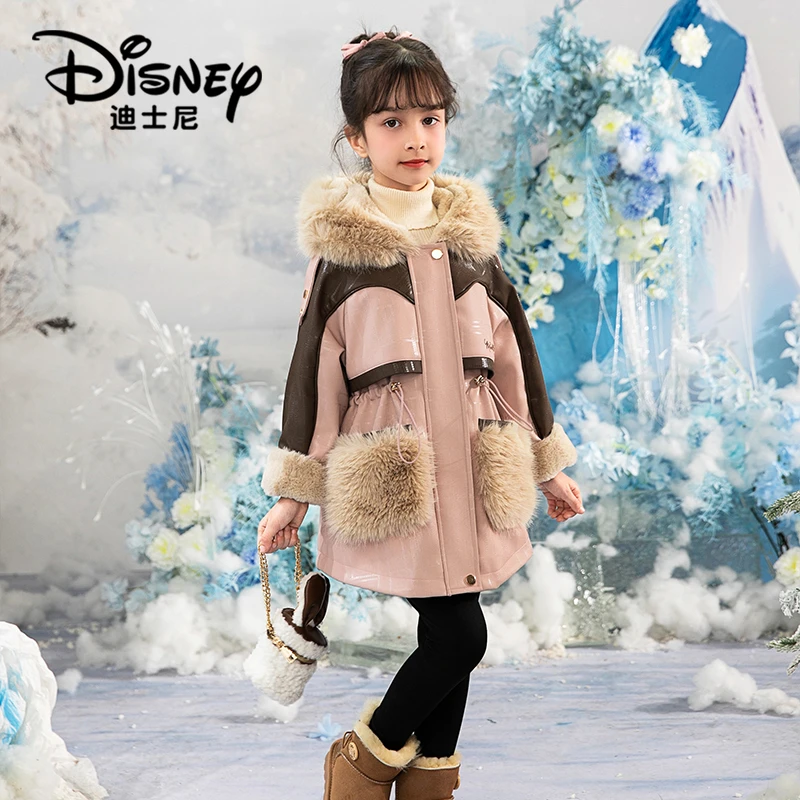 【XH】Disney/迪士尼女童冬款休闲洋气拼色中长款派克服XCE4PJ179