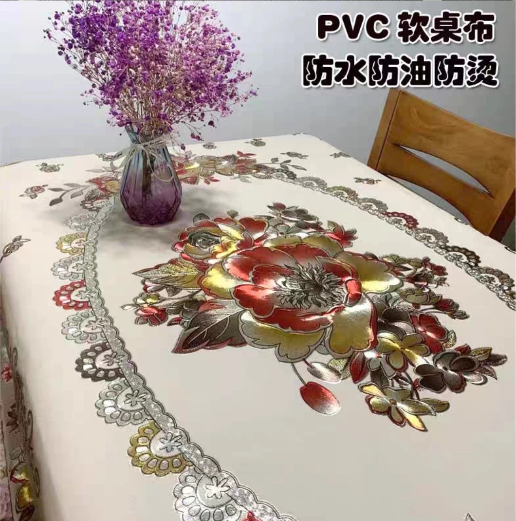 90*150长方形新款欧式印花PVC软桌布防油防水防烫茶几桌罩台布