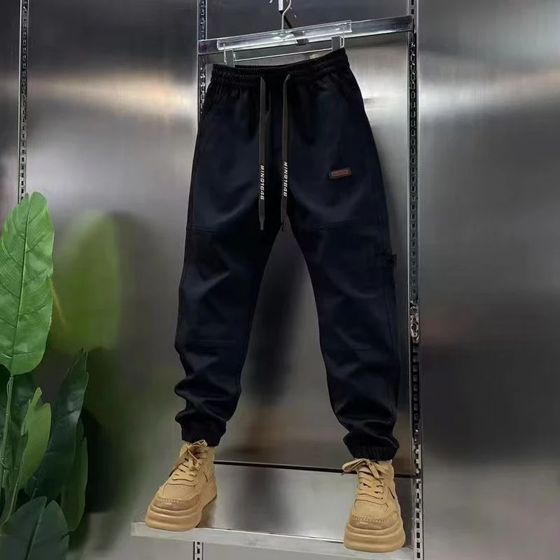 潮牌束脚工装裤男士2024休闲裤秋冬新款痞帅加绒宽松耐磨休闲爆款