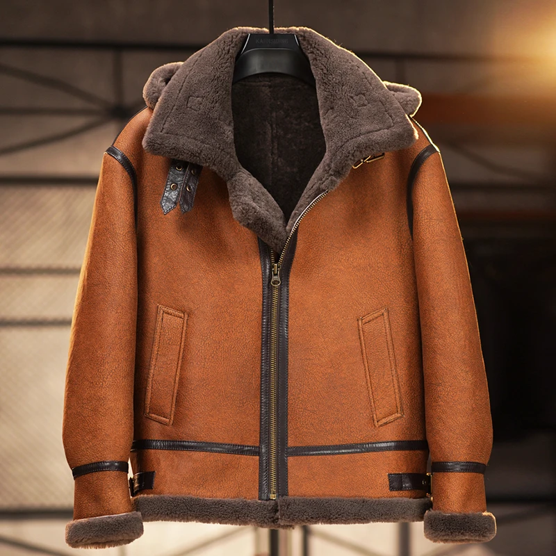 精选柔软原生态羊皮毛一体男绵羊皮真皮皮衣男款皮草加厚冬外套