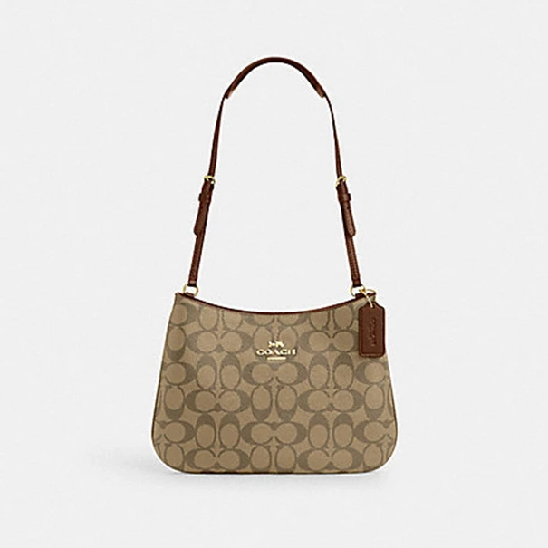 COACH/蔻驰CO953 经典PENELOPE腋下包马鞍棕拼卡其老花单肩包7925