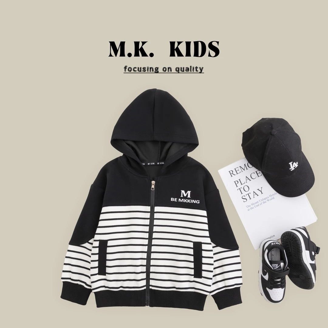 现货儿童连帽外套2024秋装新款男童春秋上衣时尚QA9170华子童装