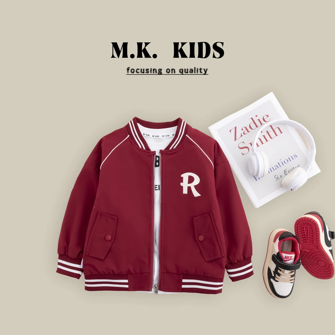 现货儿童棒球服外套2024秋装新款男童潮酷时尚上衣QA9102华子童装