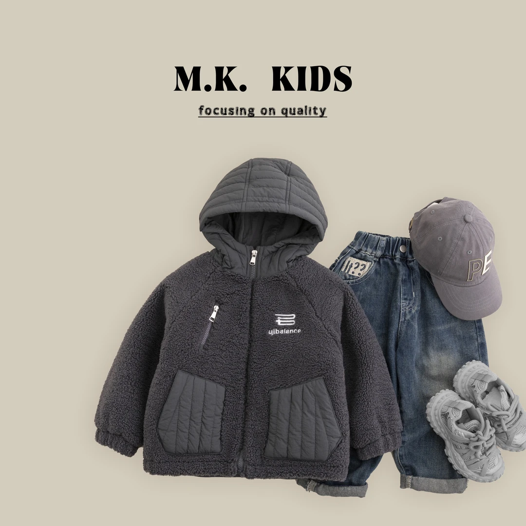 现货儿童冬款外套男童加厚潮流毛毛衣2024新款BD1099华子童装