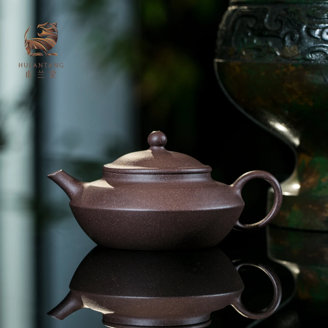 虎兰堂姜涛上合壶圆珠钮170ml鲨皮青泥料手工合欢紫砂壶