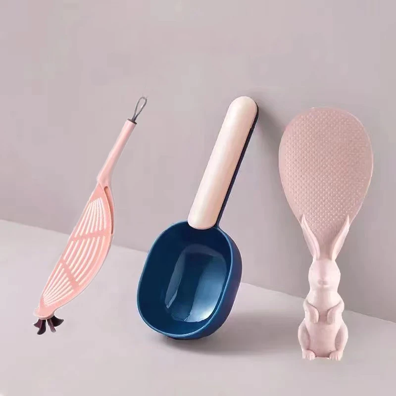 厨房米饭三件套淘米器舀米勺兔子饭勺三合一淘米沥水