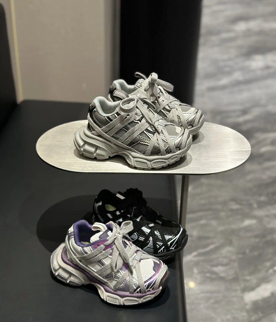 皮面防水童鞋蜘蛛网儿童老爹鞋男女童跑鞋春秋运动鞋