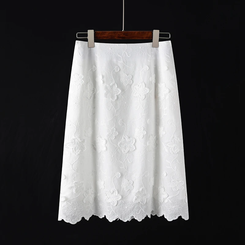 白色蕾丝半身裙女2025夏季新款一步裙高腰显瘦中长款网纱包臀裙子