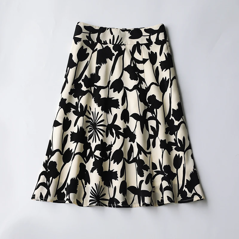 显瘦半身裙夏季薄款2025新款a字伞裙小个子高腰雪纺碎花大摆半裙