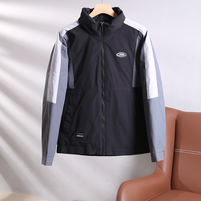 特！90绒+易打理面料！休闲拼色立领冬季羽绒服 H4287 男装FB024