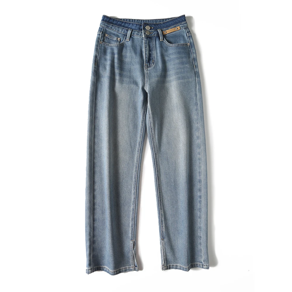 门店&890！柔垂细腻好牛仔！拼色设计拖地长裤H2171 E304