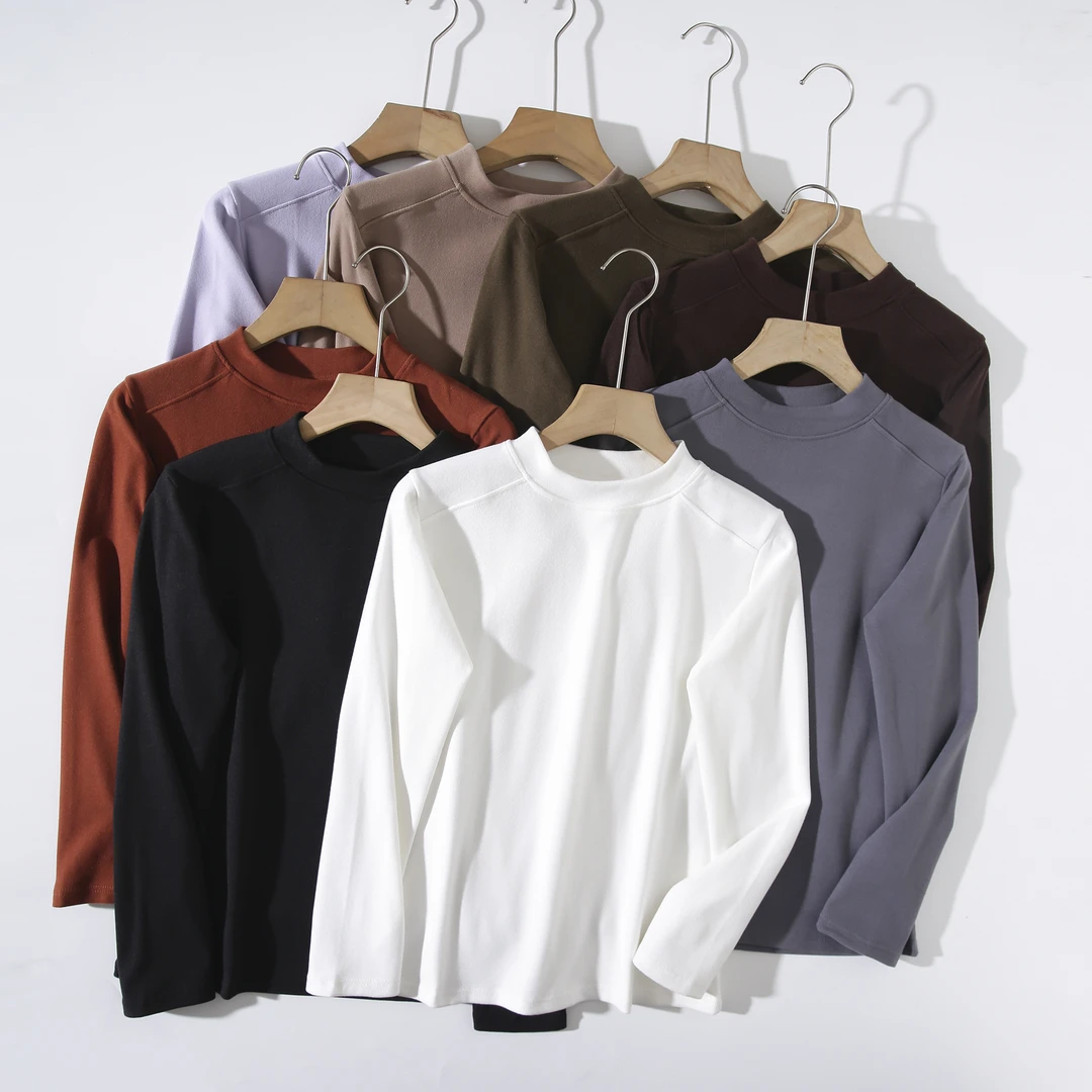 特！正肩更显瘦！不紧绷的中领磨毛打底衫 H3761 女装 4877