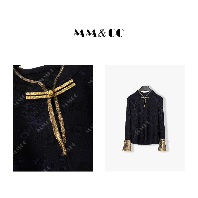 【千金】新中式国风设计感2024新款气质长袖打底衫E6085