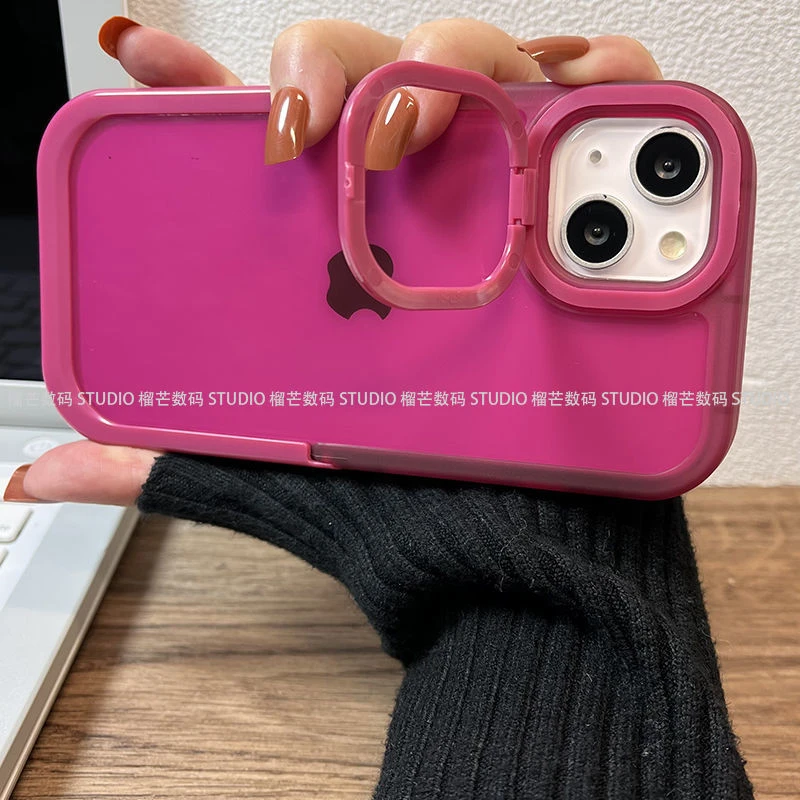 简约隐形双支架适用苹果13手机壳iPhone12Promax透明11全包防摔软