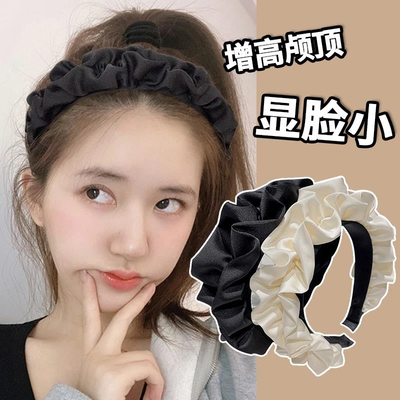 2023新款网红褶皱头箍高级感发箍女高颅顶显脸小时尚百搭气质头饰