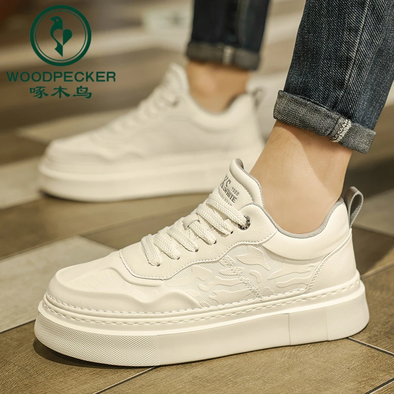 啄木鸟男鞋新款透气内增高潮鞋小白男士鞋子休闲板鞋男款网面透