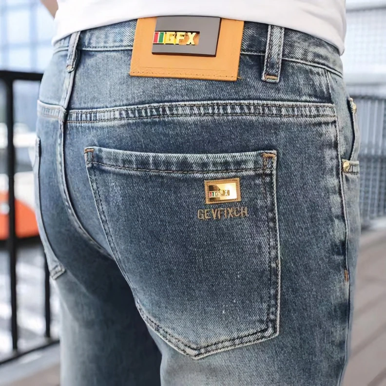 特价轻簿款男款牛仔轻奢高端牛仔裤修身男士长裤百搭水洗修身小脚