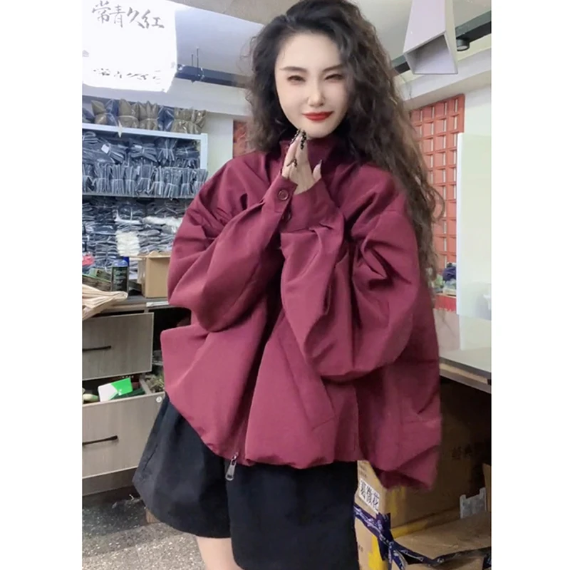 洋气宽松纯色立领外套女欧洲站2024秋季新款百搭休闲长袖上衣潮