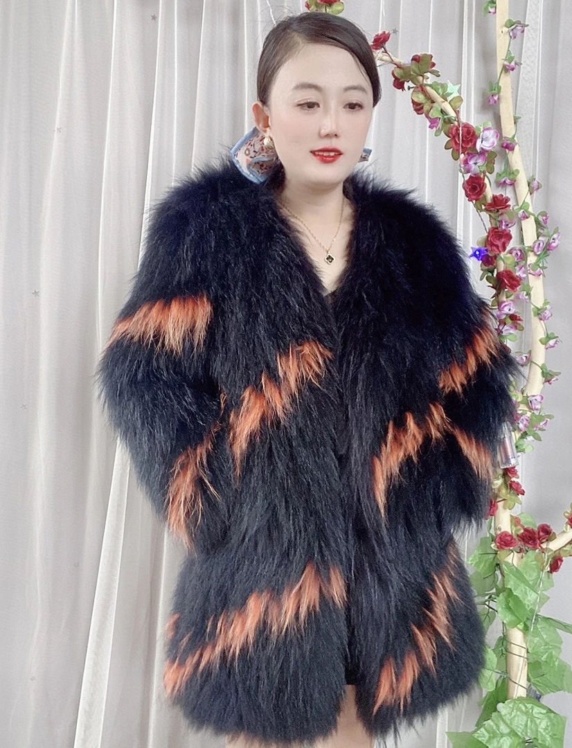 毛毛编织撞色潮流外套