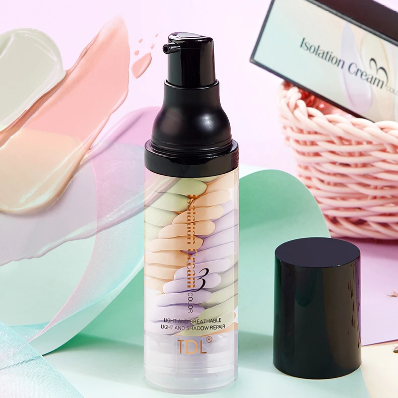 彩虹三色隔离霜保湿修颜隐匿毛孔水润清透遮瑕提亮妆前打底轻薄透