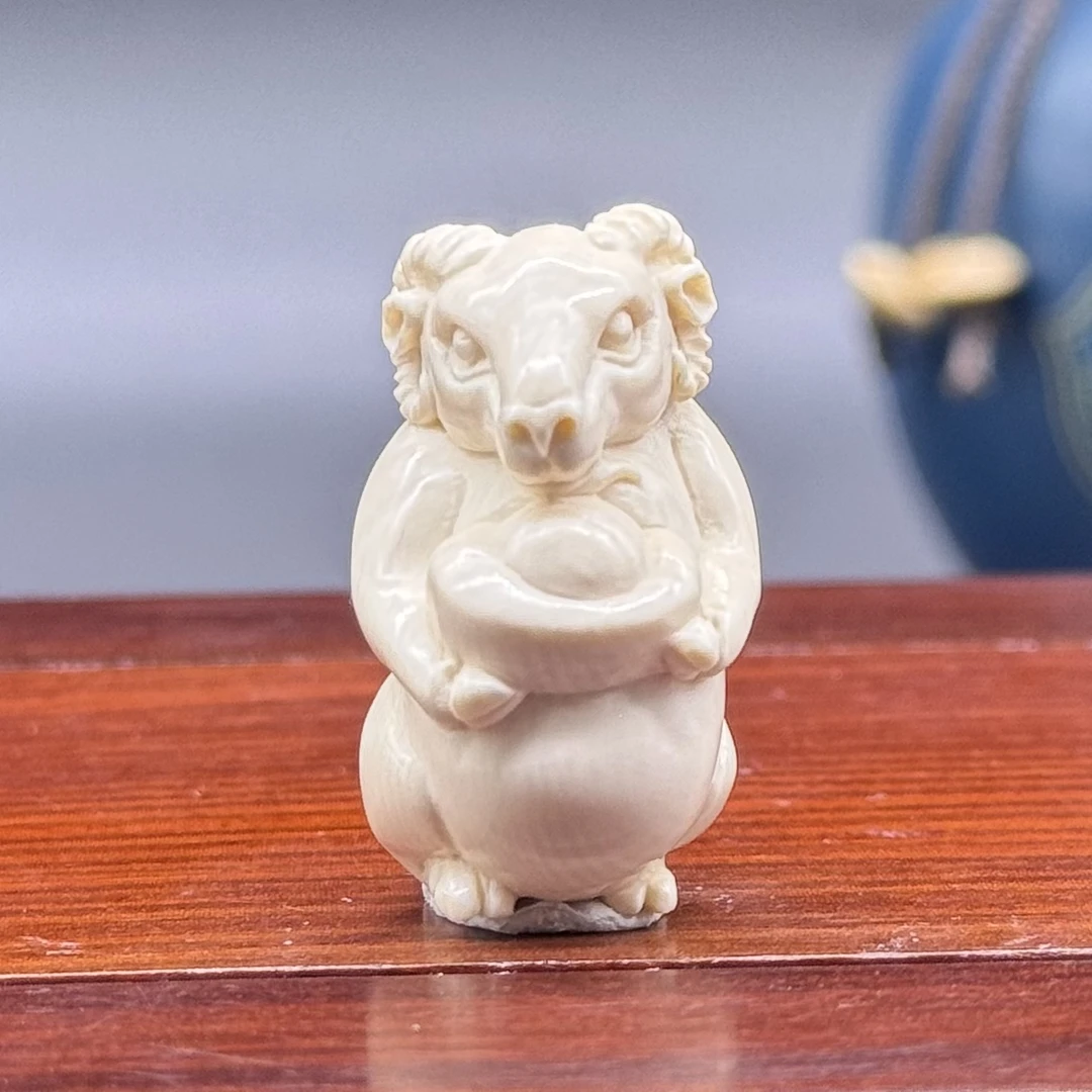 上古冰川猛犸象牙十二生肖羊宝宝白冰料配饰DIY手工雕刻