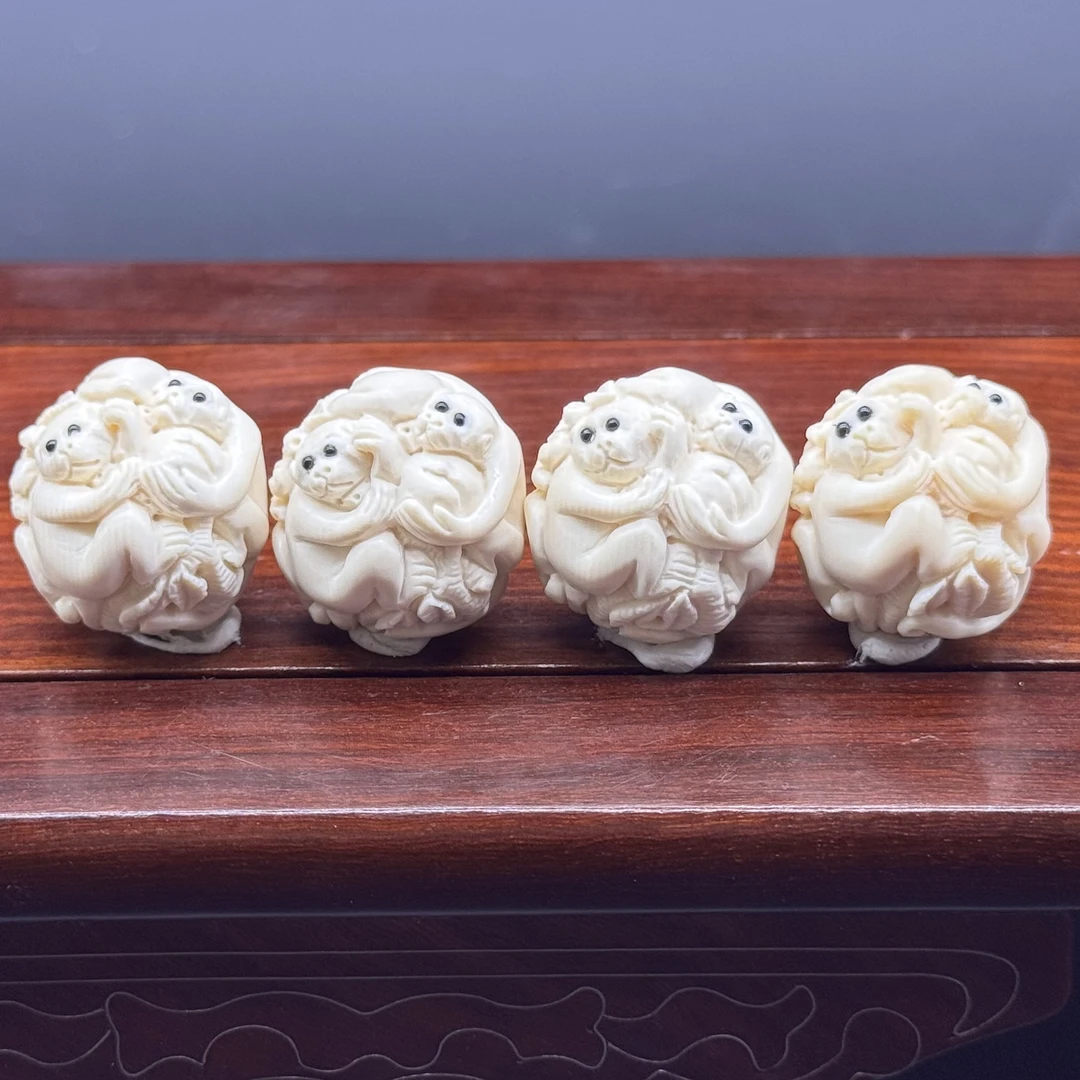 D016上古冰川猛犸象牙猴珠配饰吊坠DIY手工雕刻