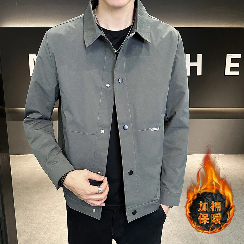 1909加棉夹克翻领冬季外套上衣男士休闲潮流修身韩版秋冬百搭