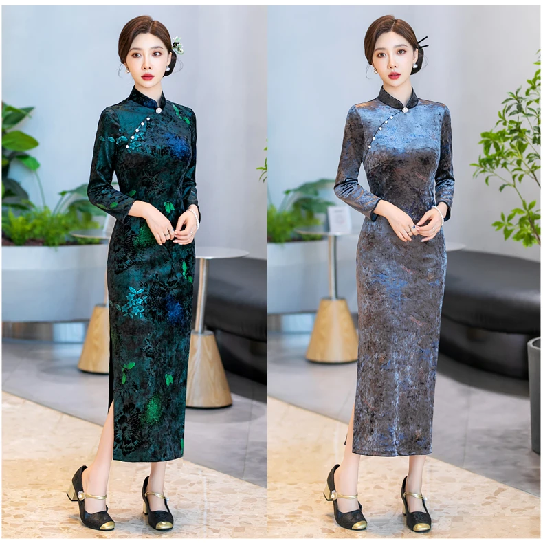 中长款斜襟旗袍连衣裙 日常款 显气质 显身材 显年轻