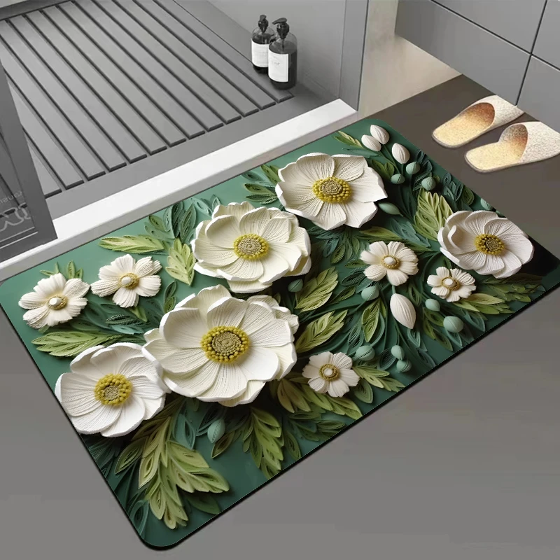 硅藻泥浴室地垫美式卫生间吸水速干地垫厕所防滑耐脏垫子门口脚垫