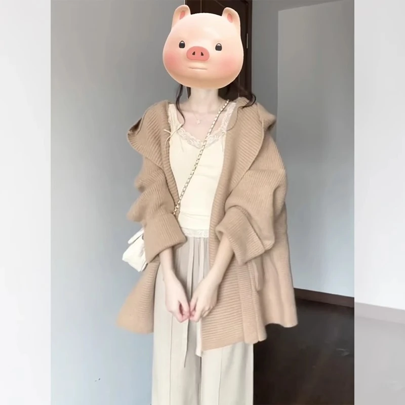 韩系秋冬高级感气质上衣中长款慵懒风奶呼呼开衫毛衣外套女针织衫