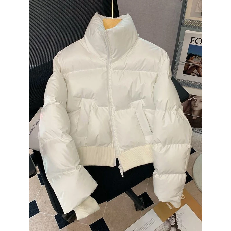 白色宽松棉衣棉服女冬季2024新款小个子厚外套oversize面包服棉袄