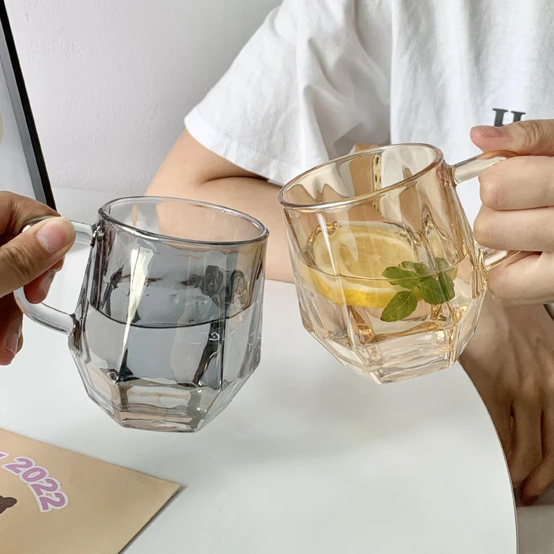 带把手玻璃喝水杯子 家用办公室夏季女生ins风高颜值果汁茶饮料杯