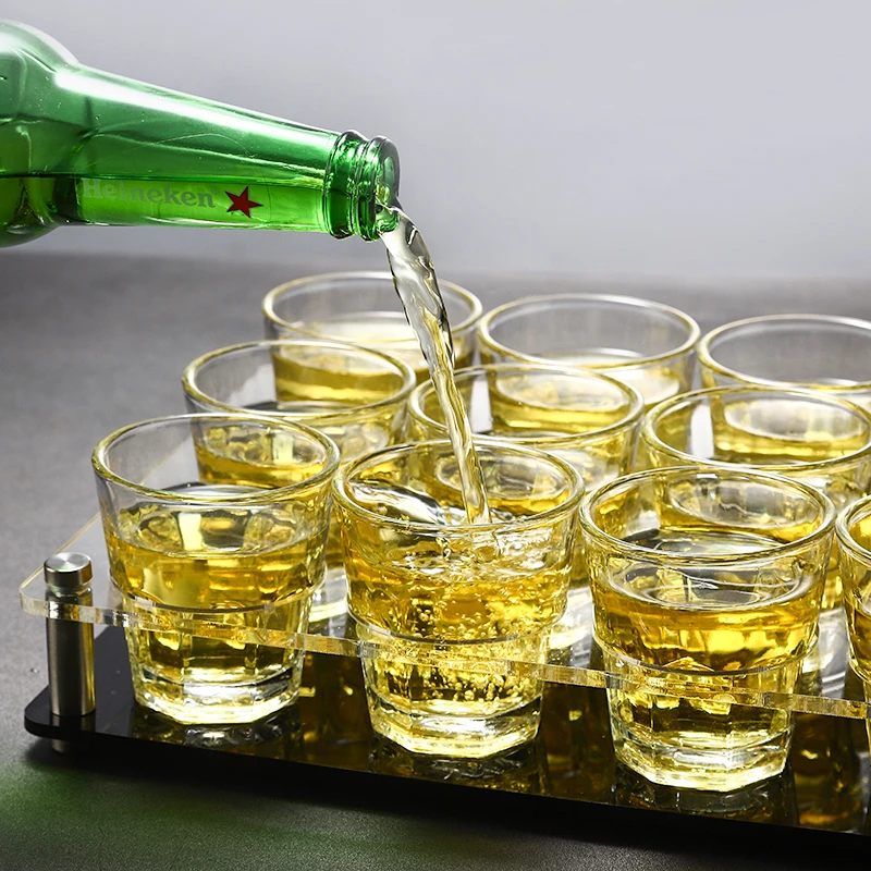 钢化八角杯酒吧ktv啤酒杯家用套装创意刻字八角定制logo防摔防爆