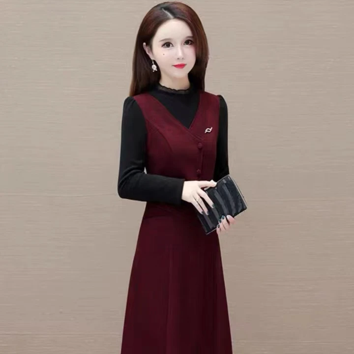 B58时尚气质减龄显瘦秋冬百搭连衣裙