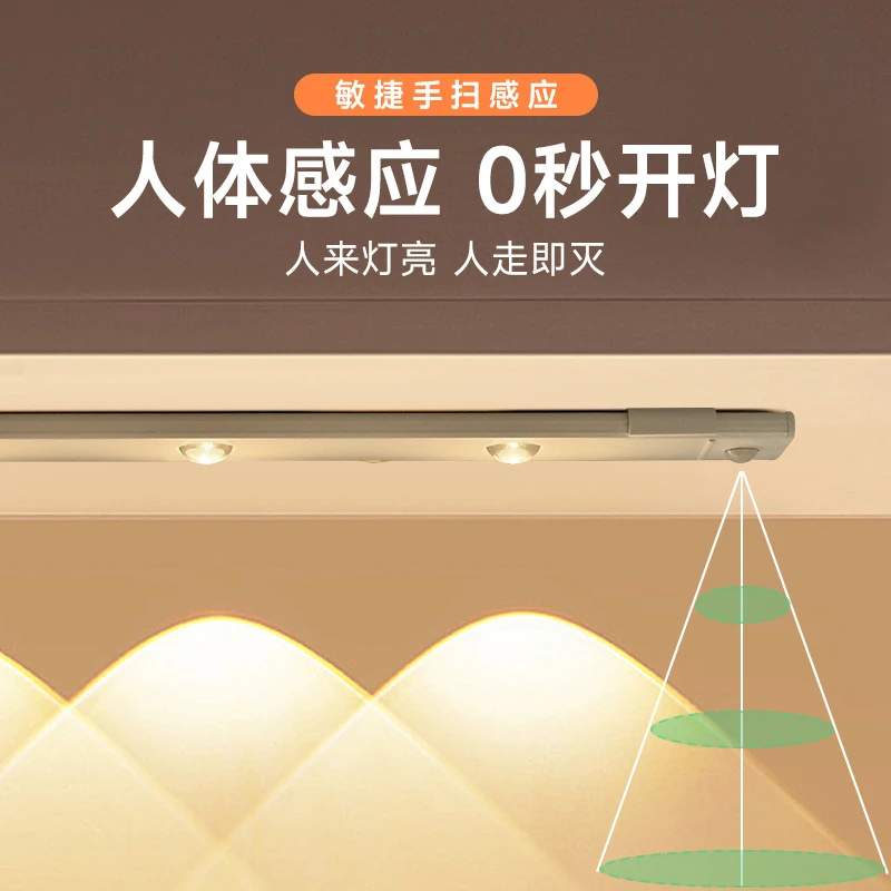 橱柜酒柜人体感应灯玄关充电式山丘氛围灯猫眼灯珠两用无线超薄款