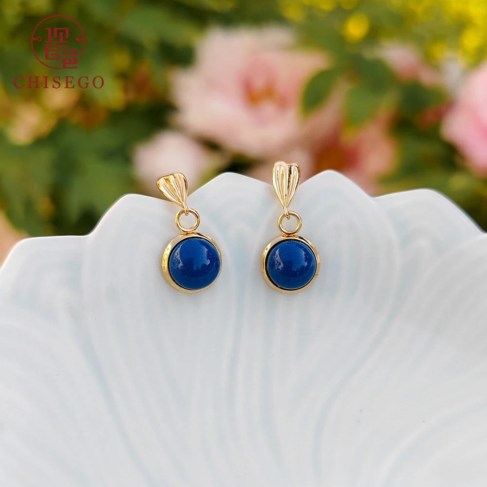 瓷色 铜合金陶瓷耳饰 【瓷色】不规则心形925银针耳钉坠百搭古风