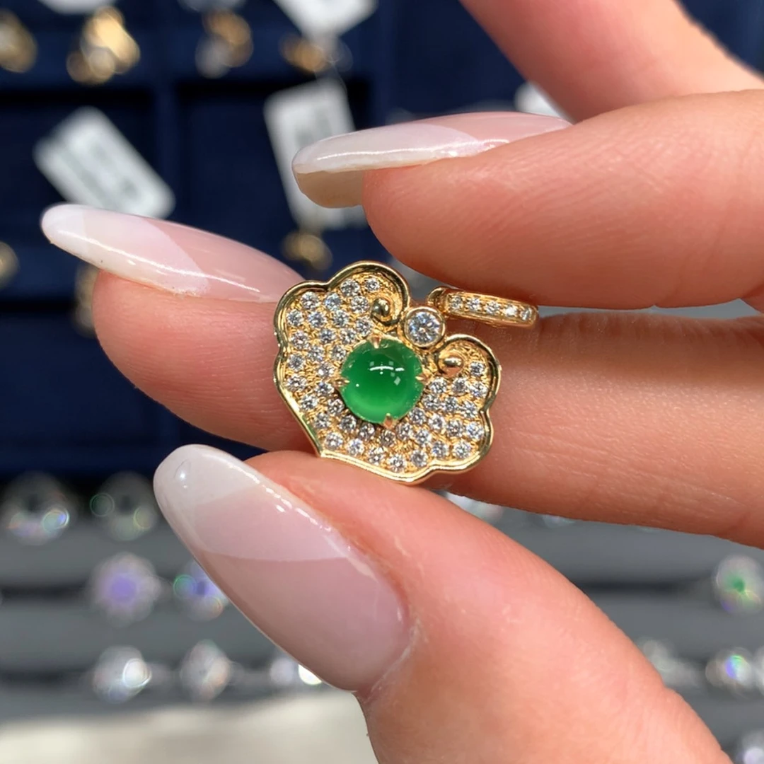 【闪购商品】翡翠吊坠18K金镶嵌h**.